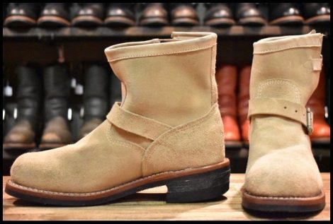 【8.5E 良品 黒タグ】Chippewa チペワ 91070 ショートスエード エンジニア 7インチハイト サンドスエード スチール ブーツ HOPESMORE
