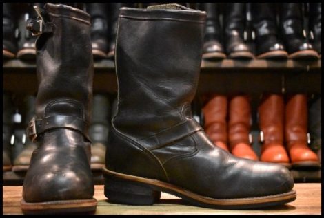 【8.5E 良品 PT83 黒タグ Cマーク】Chippewa チペワ 02789 エンジニア 黒 ブラック スチールトゥ プルオン ブーツ HOPESMORE