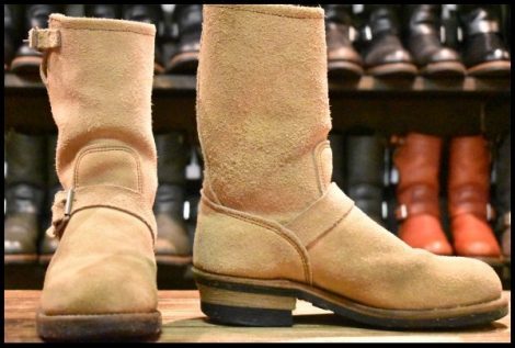 【7D 中古 PT83】レッドウィング 8268 スエード エンジニア タンラフアウト スチールトゥ ベージュ ブーツ redwing HOPESMORE