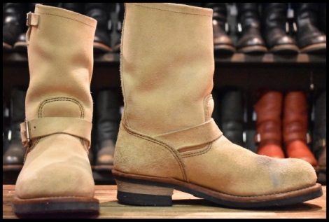 【9D 良品】レッドウィング 8268 スエード エンジニア ホーソーンアビレーンラフアウト ベージュ ブーツ redwing HOPESMORE