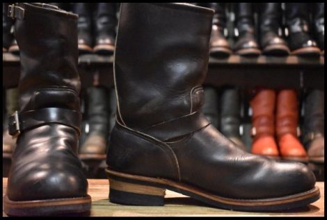 【9.5D 良品 PT91刺繍 98年】レッドウィング 2268 エンジニア 黒 ブラッククローム スチールトゥ プルオン ブーツ redwing HOPESMORE