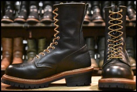 【8D 良品 10年】レッドウィング 8210 ロガー 黒 ブラッククローム スチールトゥ 編み上げ レースアップ ブーツ redwing HOPESMORE