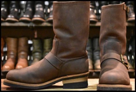 【6D 良品 90周年限定 PT91プリント】レッドウィング 8248 エンジニア ヌバック 茶 スチールトゥ ブーツ redwing HOPESMORE