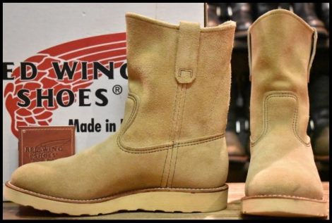 【7.5E 箱付 美品 羽タグ】レッドウィング 8168 スエード ペコス タン ラフアウト ベージュ ブーツ redwing HOPESMORE