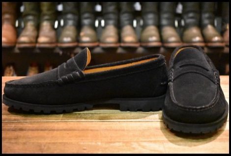 【UK9 美品】Paraboot パラブーツ コインローファー ブラックスエード アローズ別注 1121 ブーツ 短靴 HOPESMORE