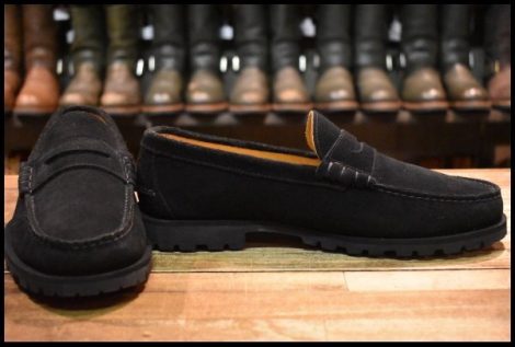 【UK9 美品】Paraboot パラブーツ コインローファー ブラックスエード アローズ別注 1121 ブーツ 短靴 HOPESMORE