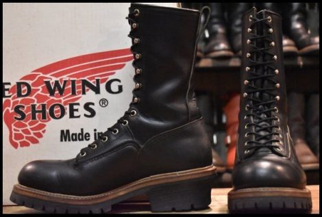 【8D 良品 PT91刺繍 98年】レッドウィング 2210 ロガー 黒 ブラッククローム スチールトゥ レースアップ ブーツ redwing HOPESMORE