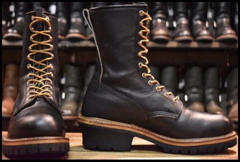 【9D 良品 PT91刺繍】レッドウィング 2218 ロガー 黒 ブラック スチールトゥ 編み上げ レースアップ ブーツ redwing HOPESMORE