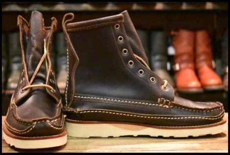 【8.5E 未使用】YUKETEN ユケテン メインガイドブーツ ビブラム4014シングル ブラック 黒 モカシン 編み上げ ブーツ HOPESMORE