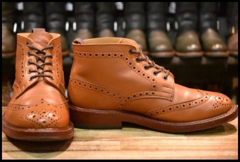 【UK7.5 良品】Tricker’s トリッカーズ M5833 カントリーブーツ ウイングチップ レザーソール ブーツ HOPESMORE