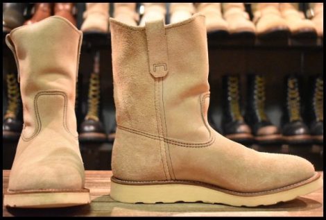 【8E 箱付 美品 旧羽タグ 96年】レッドウィング 8168 スエード ペコス タン ラフアウト プルオン ブーツ redwing pecos HOPESMORE