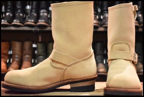 【9.5D 美品 11年】レッドウィング 8268 スエード エンジニア ホーソーンアビレーンラフアウト ベージュ ブーツ redwing HOPESMORE