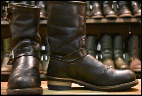 【8.5D 中古 PT91プリント】レッドウィング 2268 エンジニア ブーツ 黒 ブラック クローム スチールトゥ redwing HOPESMORE