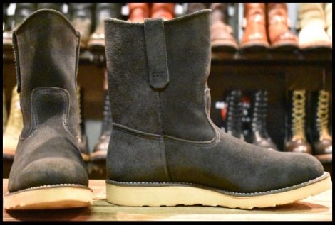 【8E 美品 BEAMS別注 04年】レッドウィング 8177 黒スエード ペコス ブラック ラフアウト プルオン ブーツ redwing pecos HOPESMORE