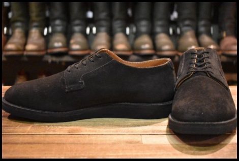 【10D 美品 18年】レッドウィング 9112 黒スエード ポストマン オックスフォード レースアップ ブラック ブーツ redwing HOPESMORE