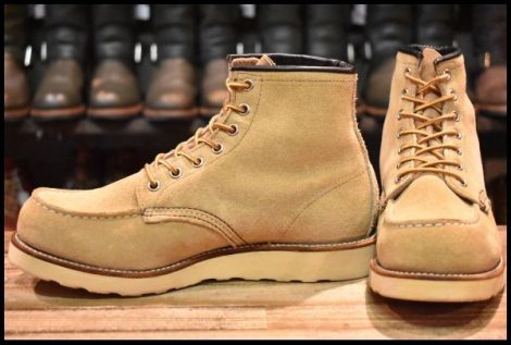【7.5E 美品 羽タグ】レッドウィング 8173 スエード アイリッシュセッター タン ラフアウト モックトゥ ブーツ redwing HOPESMORE