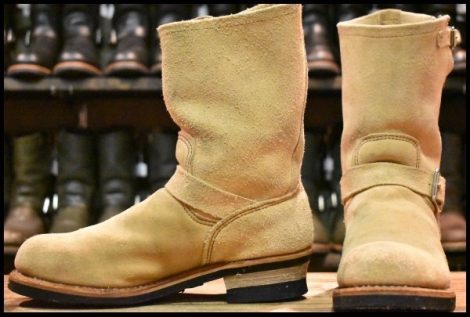 【9D 良品 PT99プリント 旧シルエット 06年】レッドウィング 8268 スエード エンジニア スチールトゥ ベージュ ブーツ redwing HOPESMORE