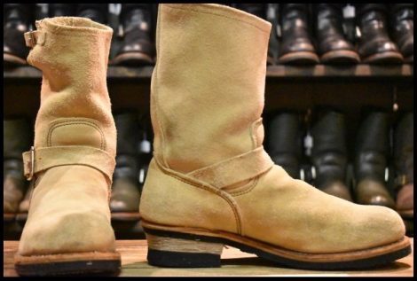 【9D 良品 PT99プリント 旧シルエット 06年】レッドウィング 8268 スエード エンジニア スチールトゥ ベージュ ブーツ redwing HOPESMORE
