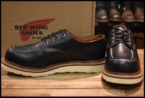 【8.5D 箱付 美品 18年】レッドウィング 8106 オックスフォード 黒 ブラッククローム モックトゥ ローカット ブーツ redwing HOPESMORE