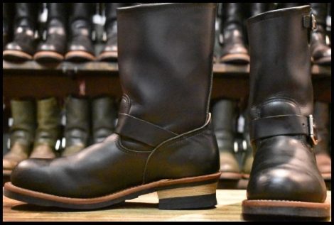 【9D 美品 14年】レッドウィング 2268 エンジニア 黒 ブラッククローム スチールトゥ プルオン ブーツ redwing HOPESMORE