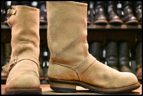【7.5D 中古 PT83】レッドウィング 8268 スエード エンジニア タンラフアウト スチールトゥ ベージュ ブーツ redwing HOPESMORE