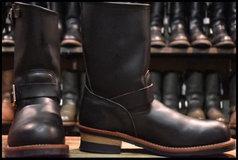 【9D 美品 14年】レッドウィング 2268 エンジニア 黒 ブラッククローム スチールトゥ プルオン ブーツ redwing HOPESMORE