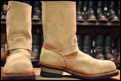【7D 良品 10年】レッドウィング 8268 スエード エンジニア ホーソーンアビレーンラフアウト ベージュ ブーツ redwing HOPESMORE