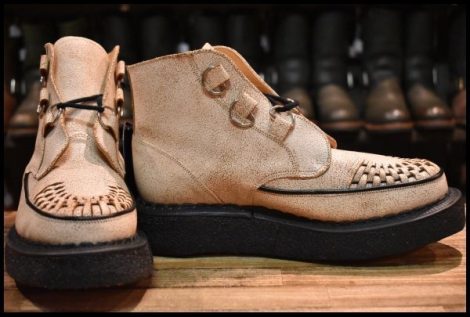 【UK7 未使用】GEORGE COX ジョージコックス 13327 SKIPTON BOOT ラバーソール ベージュ 編み上げ ギブソン ブーツ HOPESMORE
