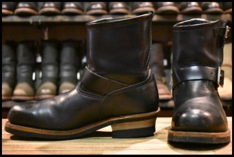 【8D 良品 08年】レッドウィング 2976 ショート エンジニア 黒 ブラッククローム スチールトゥ ブーツ redwing 8182 HOPESMORE