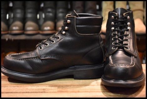 【9E 良品 羽タグ 98年】レッドウィング 8133 スーパーソール 黒 ブラッククローム モックトゥ レースアップ ブーツ redwing HOPESMORE
