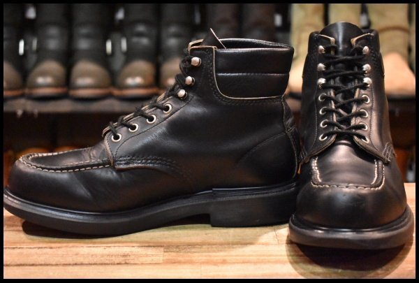 【9E 良品 羽タグ 98年】レッドウィング 8133 スーパーソール 黒 ブラッククローム モックトゥ レースアップ ブーツ redwing HOPESMORE