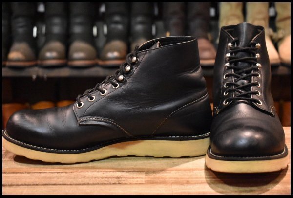 【9D 良品 犬タグ 99年】レッドウィング 8165 アイリッシュセッター 黒 ブラッククローム プレーントゥ ブーツ redwing HOPESMORE