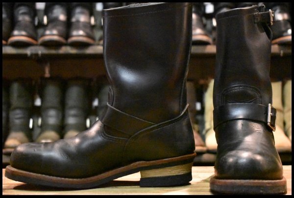 【8D 良品 11年】レッドウィング 2268 エンジニア 黒 ブラッククローム スチールトゥ プルオン ブーツ redwing HOPESMORE