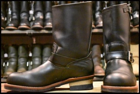 【9.5D 良品 10年】レッドウィング 2268 エンジニア 黒 ブラッククローム スチールトゥ プルオン ブーツ redwing HOPESMORE