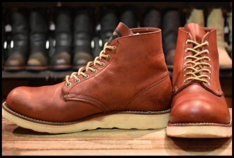 【9D 良品 半円犬タグ 98年】レッドウィング 8166 アイリッシュセッター 赤茶 オロラセット プレーントゥ ブーツ redwing HOPESMORE