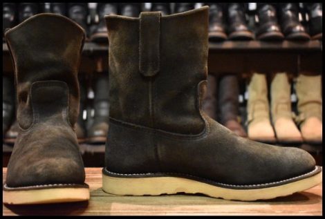 【9.5E 良品 BEAMS別注 09年】レッドウィング 8177 黒スエード ペコス ブラック ラフアウト ブーツ redwing pecos HOPESMORE