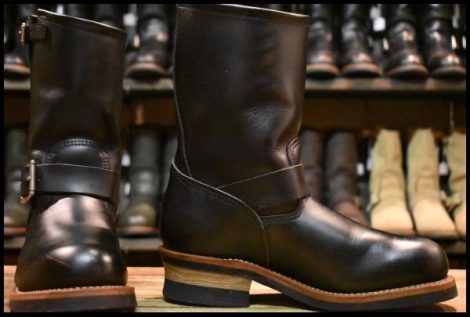 【6D 箱付 良品 17年】レッドウィング 2268 エンジニア 黒 ブラッククローム スチールトゥ プルオン ブーツ redwing HOPESMORE