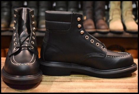 【7E 箱付 未使用 15年】レッドウィング 8133 スーパーソール 黒 ブラッククローム モックトゥ 編み上げ ブーツ redwing HOPESMORE