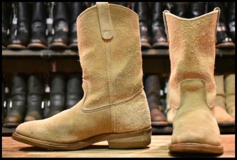 【8.5E 良品 旧羽タグ】レッドウィング 8156 スエード ペコス タン ラフアウト ベージュ プルオン ブーツ redwing pecos HOPESMORE
