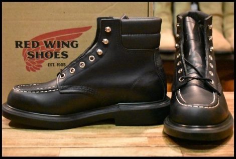 【7E 箱付 未使用 15年】レッドウィング 8133 スーパーソール 黒 ブラッククローム モックトゥ 編み上げ ブーツ redwing HOPESMORE