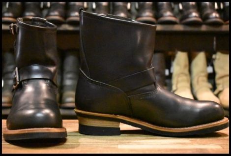 【9.5D 美品 08年】レッドウィング 2976 ショート エンジニア 黒 ブラッククローム スチールトゥ プルオン ブーツ redwing HOPESMORE