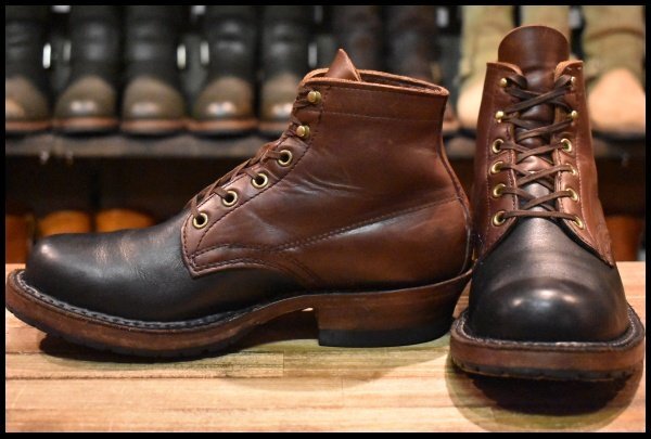 【6.5E 良品】WHITE’S ホワイツ セミドレス ブラック×ディストレスド ブラウン 茶 ビブラムハーフダブルミッド 編み上げ ブーツ HOPESMORE