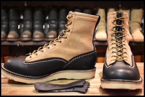 【9E 美品 23年】WESCO ウエスコ カスタムジョブマスターLTT バーラップ×ブラック ツートン 編み上げ レースアップ ブーツ HOPESMORE