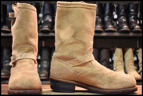 【8E 良品 PT83 黒タグ Cマーク 旧バックル 93年】Chippewa チペワ スエード エンジニア 90863 サンドスエード ベージュ ブーツ HOPESMORE