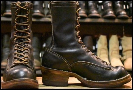【8E 良品 旧ロゴ 96年】WESCO ウエスコ カスタムジョブマスターLTT 黒 ブラック ビブラム705ダブル レースアップ ブーツ HOPESMORE