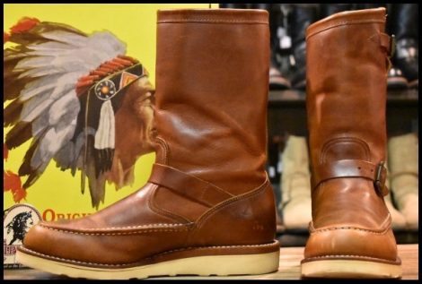 【8E 箱付 良品 黒タグ】Chippewa チペワ ハイランダー モックエンジニア 97877 タン オイルドレザー プルオン ブーツ HOPESMORE