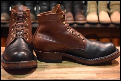 【6.5E 良品】WHITE’S ホワイツ セミドレス ブラック×ディストレスド ブラウン 茶 ビブラムハーフダブルミッド 編み上げ ブーツ HOPESMORE
