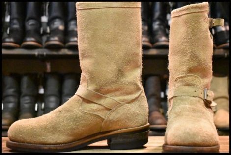 【8E 良品 PT83 黒タグ Cマーク 旧バックル 93年】Chippewa チペワ スエード エンジニア 90863 サンドスエード ベージュ ブーツ HOPESMORE