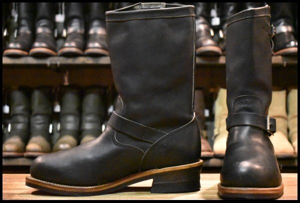 【9.5E 良品 PT83 黒タグ 94年】Chippewa チペワ 02789 エンジニア 黒 ブラック スチールトゥ プルオン ブーツ HOPESMORE