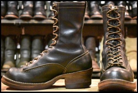 【8E 良品 旧ロゴ 96年】WESCO ウエスコ カスタムジョブマスターLTT 黒 ブラック ビブラム705ダブル レースアップ ブーツ HOPESMORE